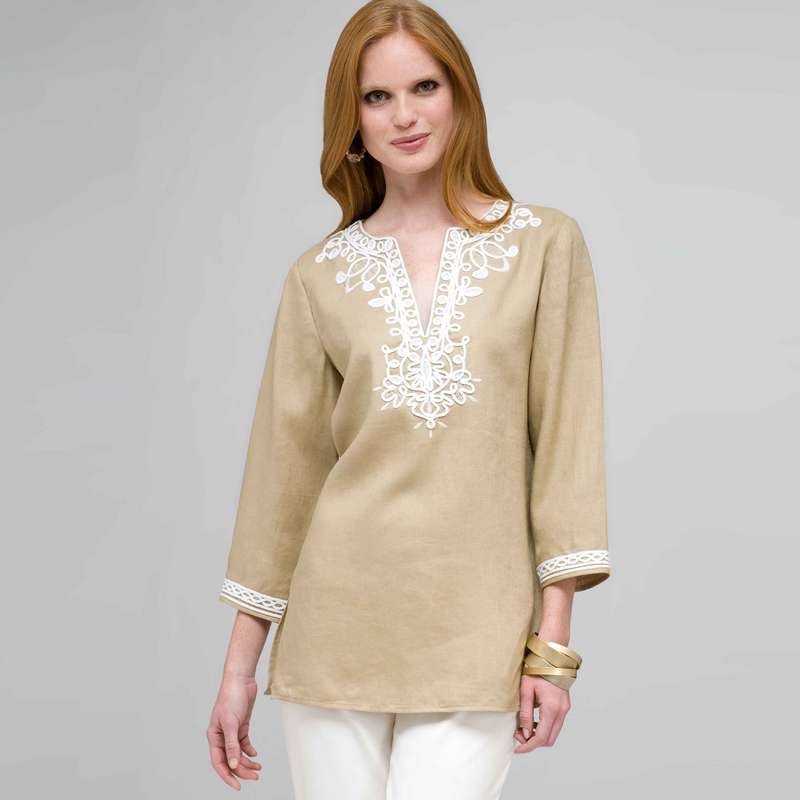 3/4 Sleeve Tunic, Tundra & Natural, large image number 0