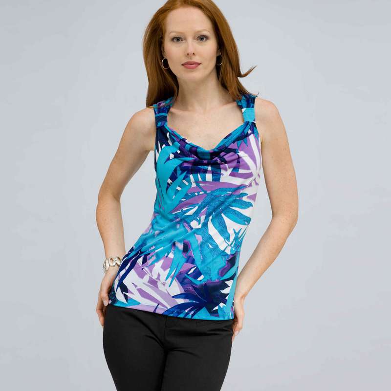 Drape Neck Tank with Knot Detail., Multi, large image number 0