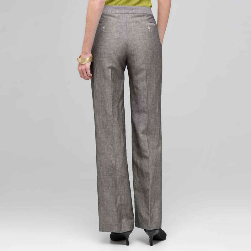 Washable Linen Classic Yoke Pant, Black & White, large image number 1