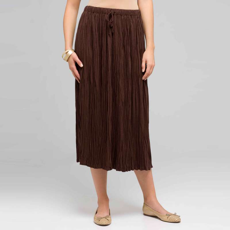 Long Crinkle Skirt, earth brown, large image number 0